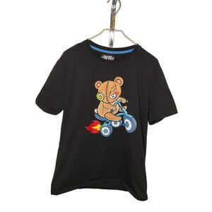 𝅺xl BKYS Mens Black Tee Tshirt Teddy Bear on motorbike bike